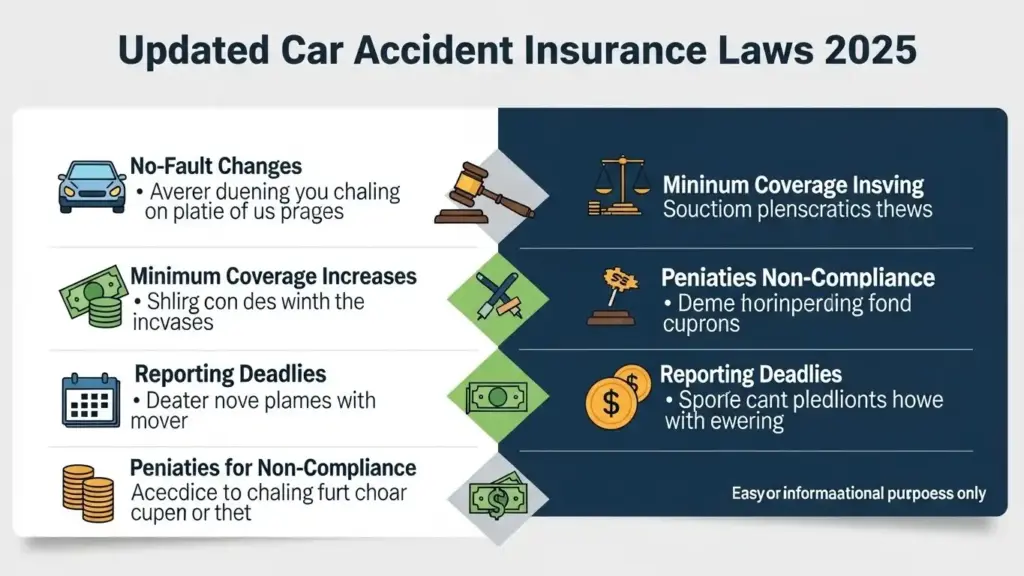 Chart showing updated car accident insurance laws in 2025