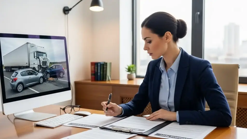 Lawyer reviewing truck accident insurance claim