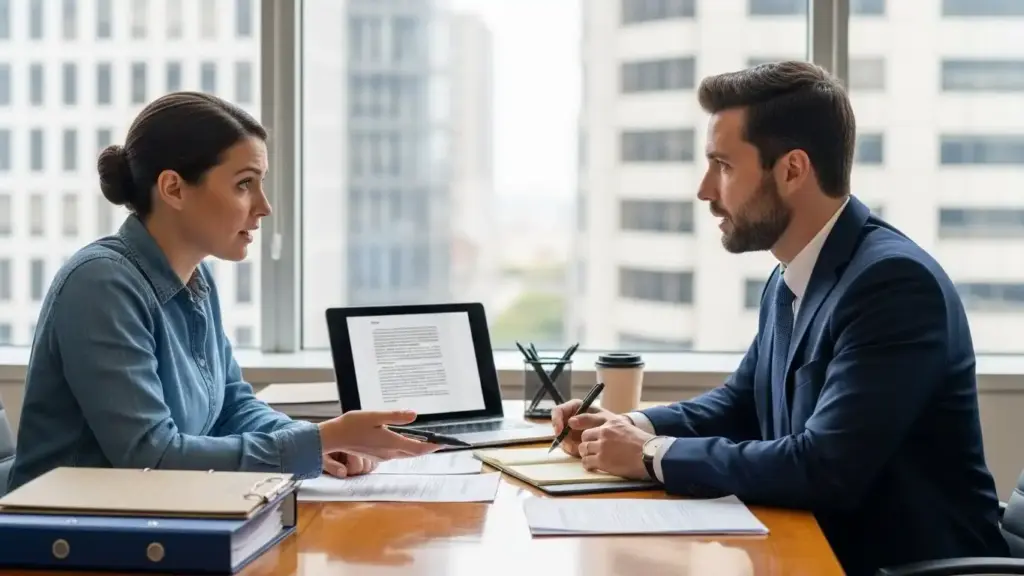 Slip and fall accident claim lawyer helping client