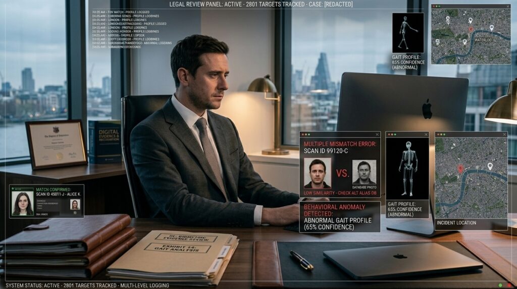Lawyer reviewing biometric data evidence in a personal injury case